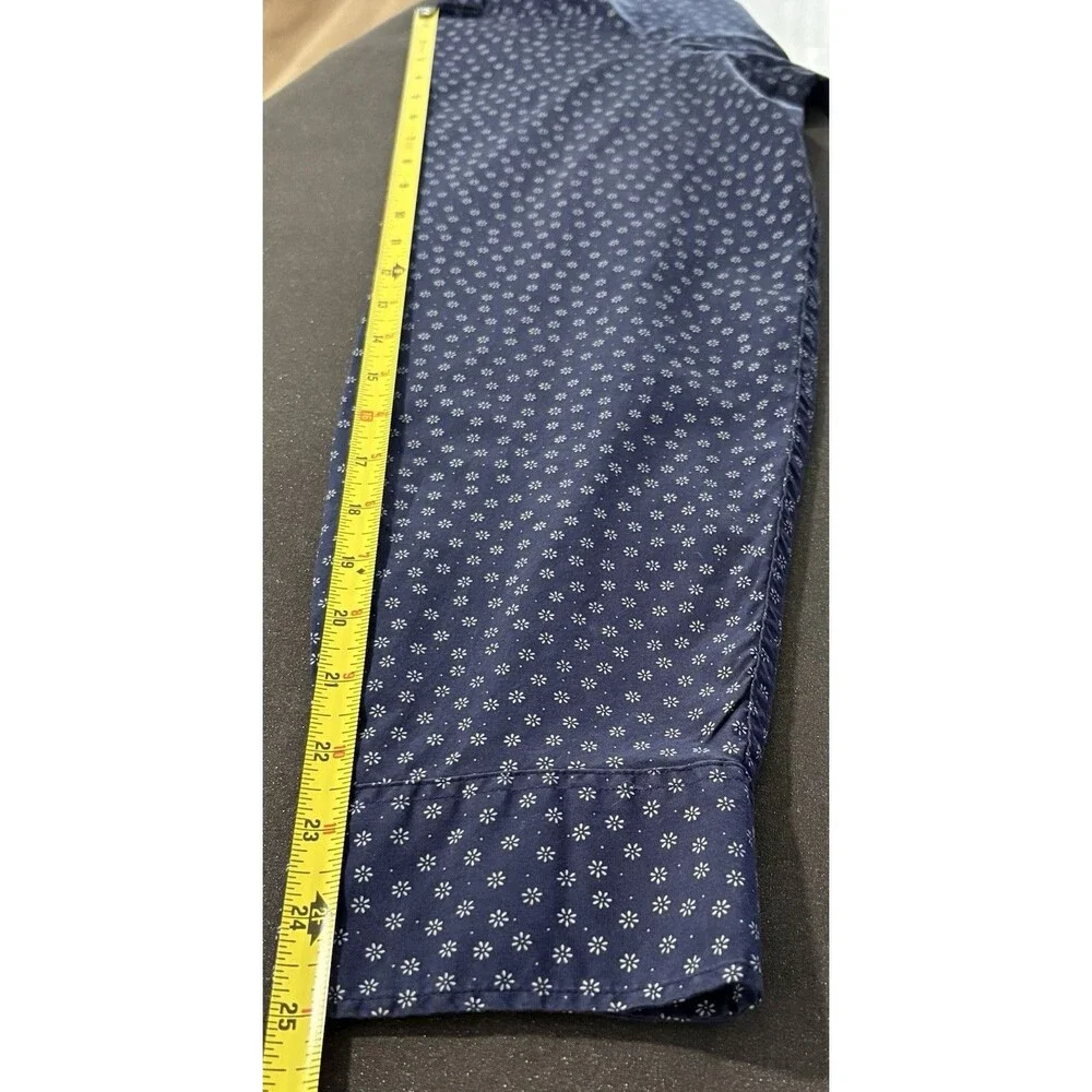 J Crew Men’s Button Down Long Sleeve Shirt Blue With White Flowers Size Large